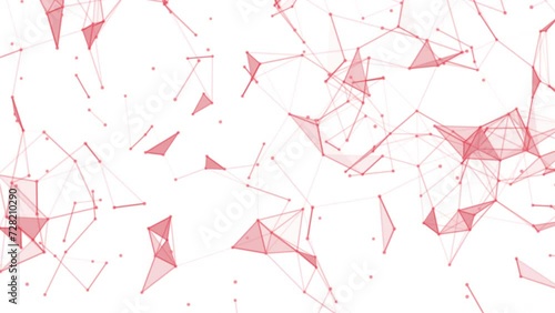 Pink digital technology motion background. 3D rendered abstract plexus geometry with lines and dots. Pink plexus on White Background.  photo