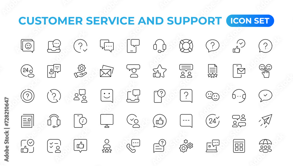 Customer service icon set.Contains customer satisfaction, assistance, Customer service icon set.Contains customer satisfaction, assistance,