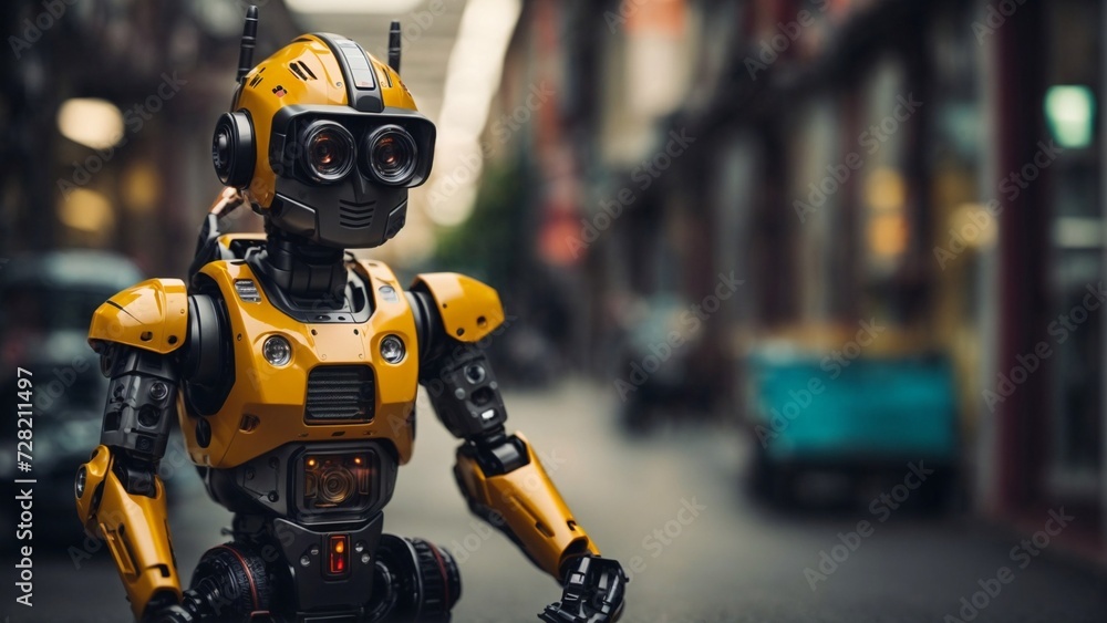 Close-up high-resolution image of a high-tech remote-control robot toy. Humanoid model. Modern toys collections. Close-up high-resolution image of a high-tech remote-control robot toy. Humanoid model. Modern toys collections.