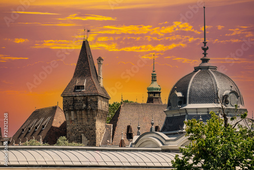 Photography Point Heroes square and City Park Ice skating building in Budapest, Hungary
