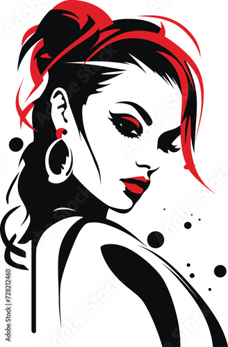 beautiful stylish portrait of a woman vector illustration for wall art, stickers and logo