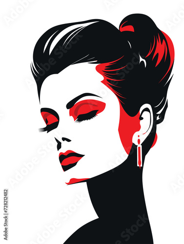 beautiful stylish portrait of a woman vector illustration for wall art, stickers and logo