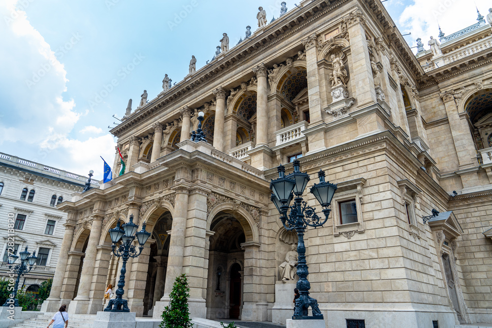 The Budapest State Opera House along Andrassy  street is a magnificent work of architectural elegance and artistic heritage, Renaissance and Baroque art. Hungary 