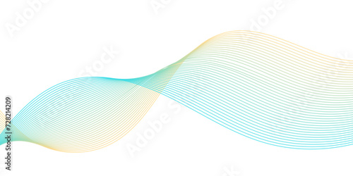 Golden, yellow wave, curve, ocean line on transparent background. Abstract frequency sound wave technology and science background. Wavy banner, template design.