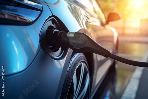 Car charging of electrical vehicle, close-up view © Denis