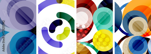 Set of circles geometric abstract posters. Abstract backgrounds for wallpaper, business card, cover, poster, banner, brochure, header, website