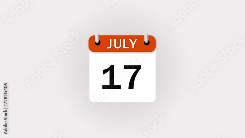 Digital July Month Calendar icon illustration on white background. © Aminul