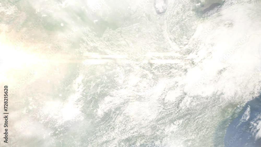 Zoom in from space and focus on Poplar Bluff, Missouri, USA. 3D Animation. Background for travel intro. Elements of this image furnished by NASA.