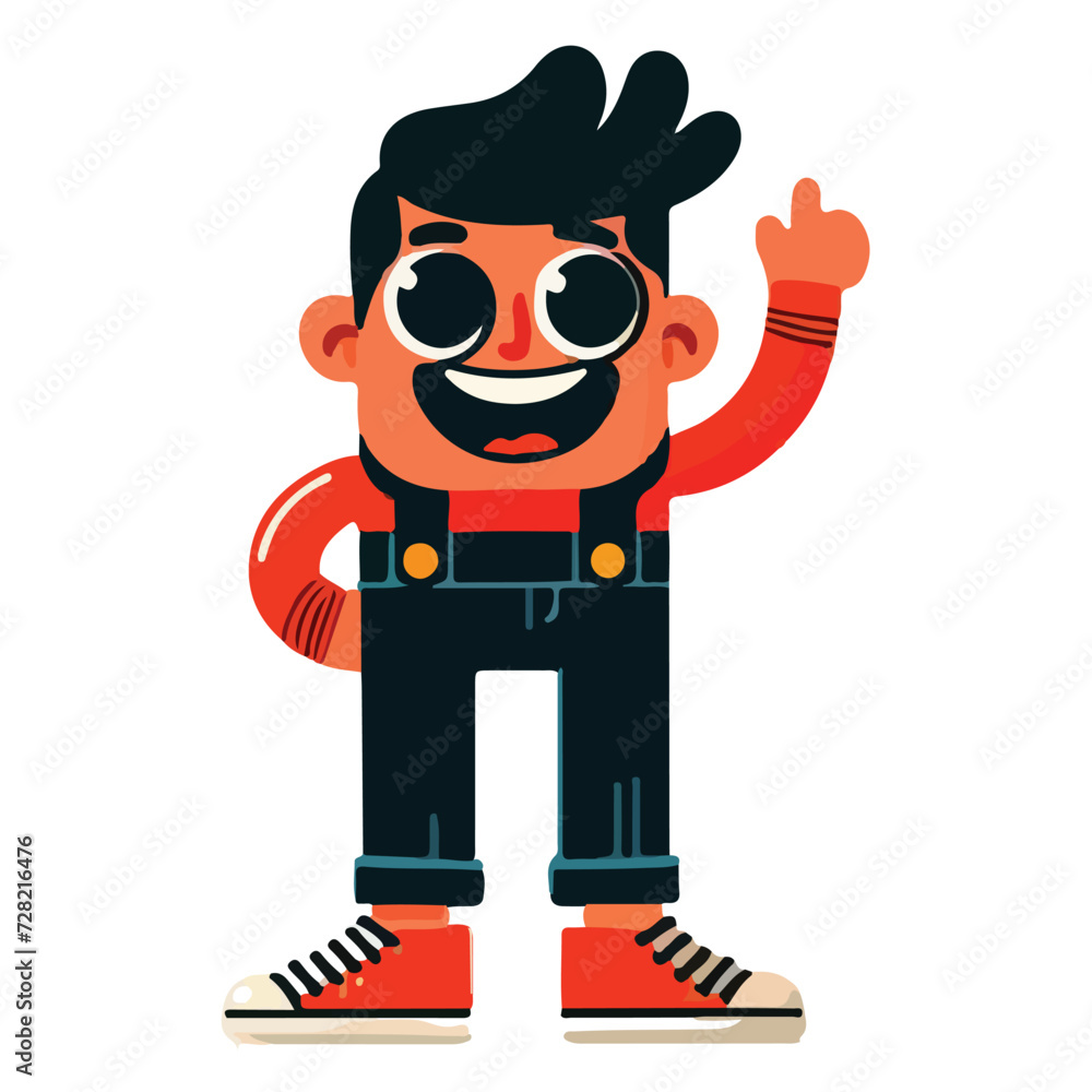 vector hand drawn cartoon illustration rising hand