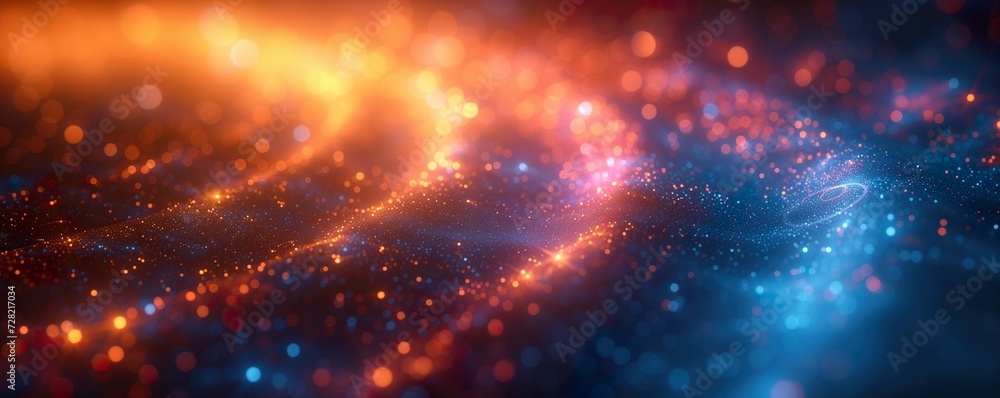 waves of red and blue lights, producing a mesmerizing bokeh effect on a dark backdrop