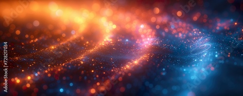 waves of red and blue lights  producing a mesmerizing bokeh effect on a dark backdrop