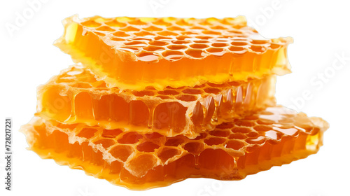 Honeycomb with honey, isolated on Transparent PNG background, Generative ai