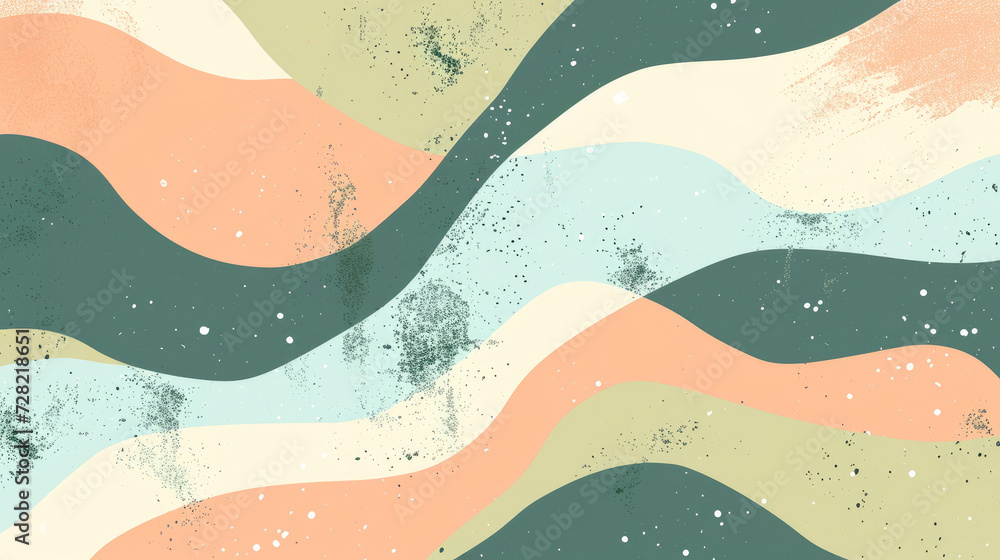 Groovy psychedelic abstract wavy background with rough texture combined with retro colors avocado green, peach and sky blue Groovy psychedelic abstract wavy background with rough texture combined with retro colors avocado green, peach and sky blue