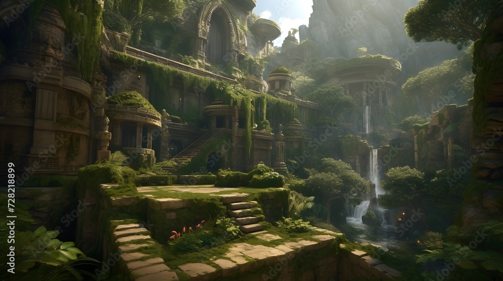 Journey through an ancient elven city adorned with ornate architecture