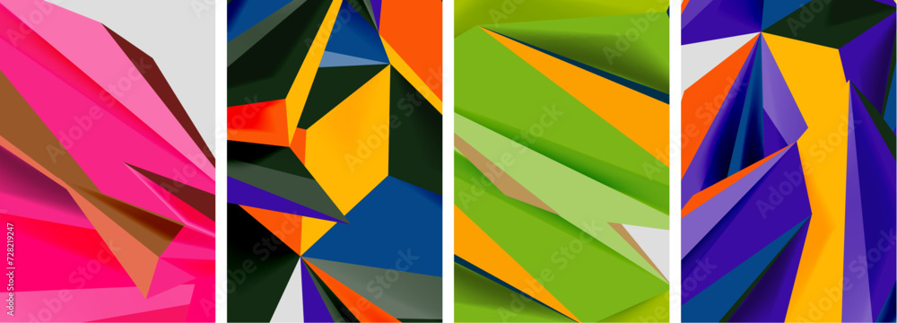 Set of mosaic triangle pattern abstract posters. Vector illustration For Wallpaper, Banner, Background, Card, Book Illustration, landing page Set of mosaic triangle pattern abstract posters. Vector illustration For Wallpaper, Banner, Background, Card, Book Illustration, landing page