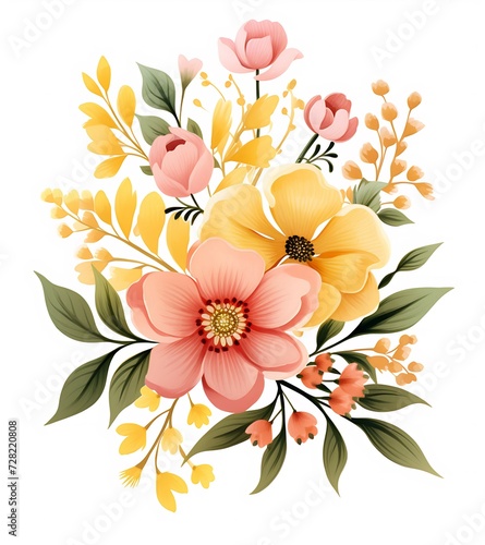 Watercolor flower bouquet Pattern of decorative elements 