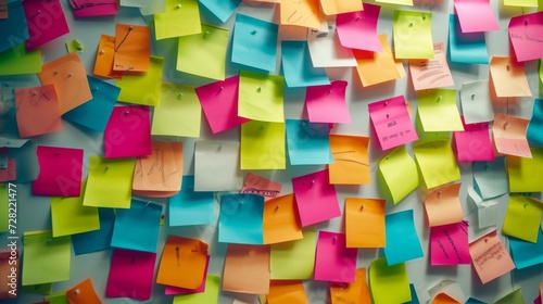 white wall covered with colorful post-it notes photo