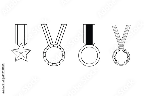 Set of hand-drawn medals.