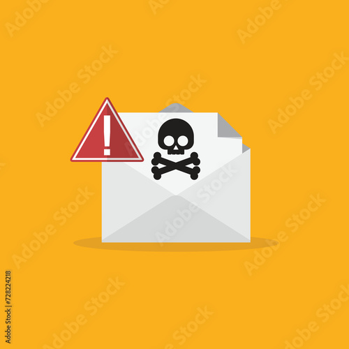 Spamming mailbox icon. Email hacking and spam warning symbol. EPS10 Vector Illustration.	