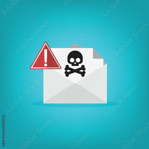 Spamming mailbox icon. Email hacking and spam warning symbol. EPS10 Vector Illustration.	