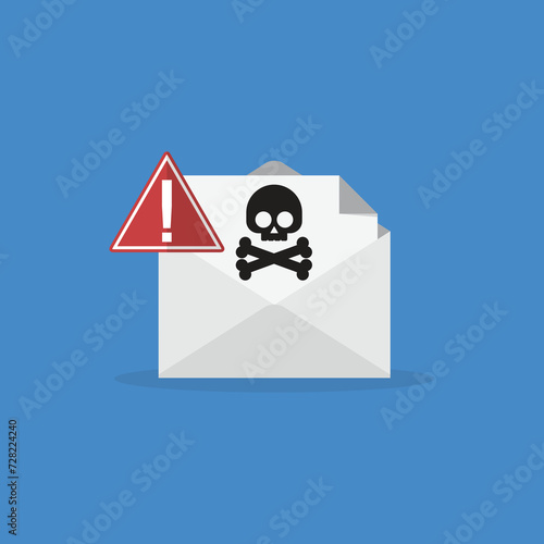 Spamming mailbox icon. Email hacking and spam warning symbol. EPS10 Vector Illustration.	