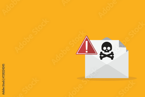 Spamming mailbox icon. Email hacking and spam warning symbol. EPS10 Vector Illustration.	