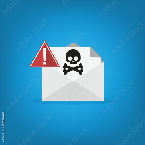 Spamming mailbox icon. Email hacking and spam warning symbol. EPS10 Vector Illustration.	