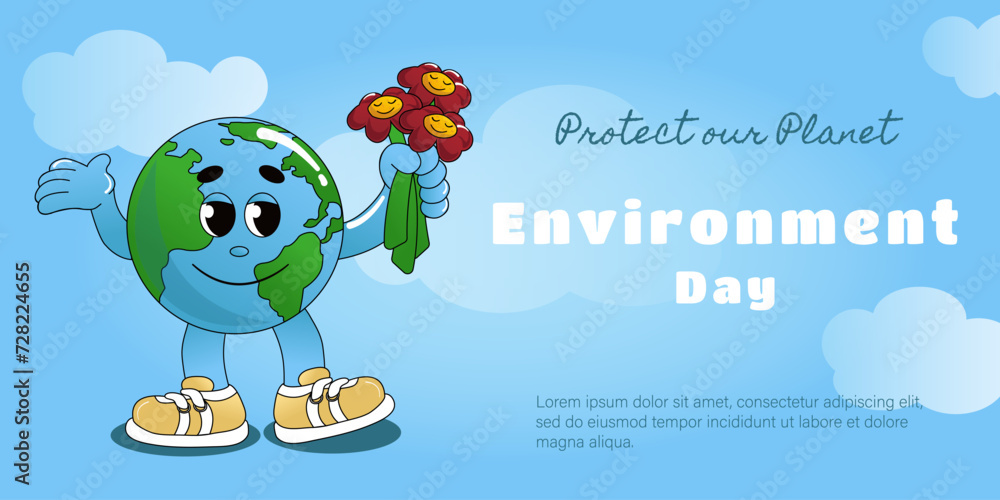 Protect our planet. Illustration for Earth Day. Ecology, environmental issues and environmental protection. Vector illustration for graphic and web design.