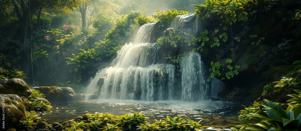 Lovely Waterfall: A Breathtaking Outdoors Experience Immersed in Nature