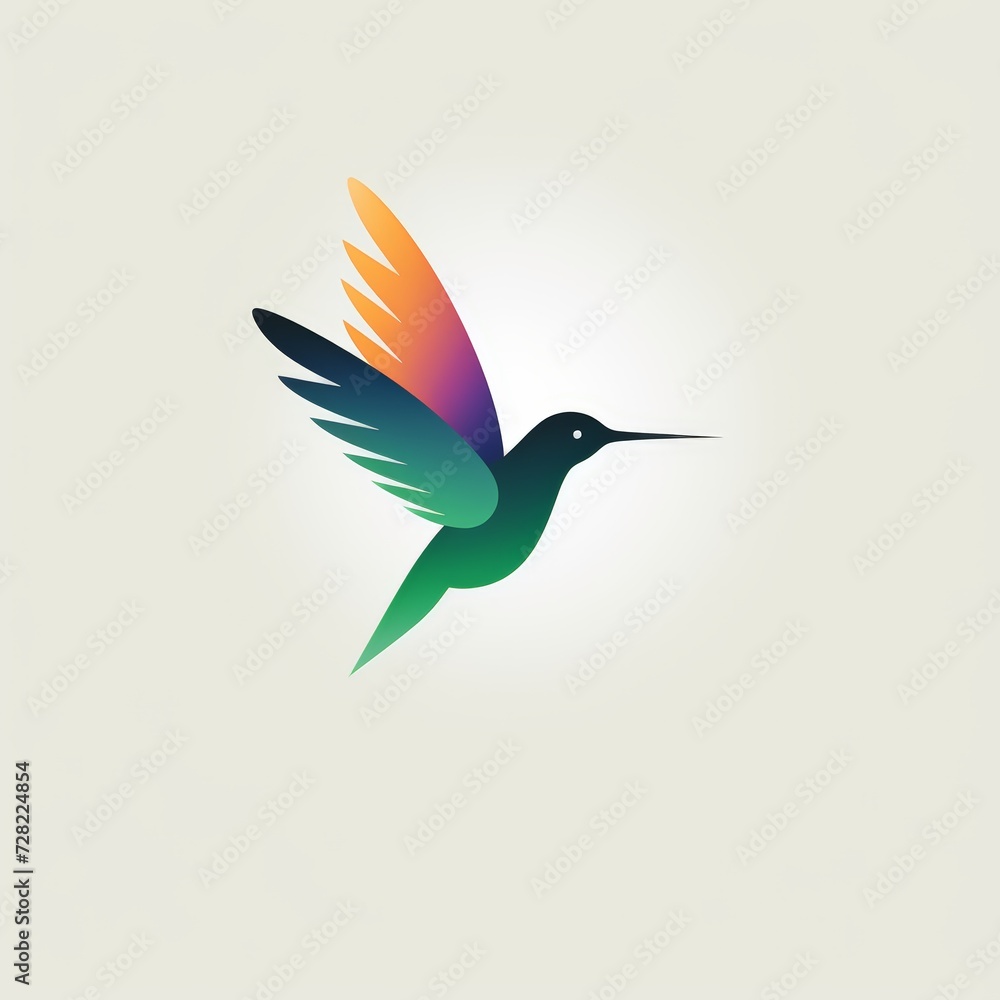 flat vector logo of animal hummingbird a minimalist flat hummingbird logo for a nature conservation organization, capturing grace and agility
