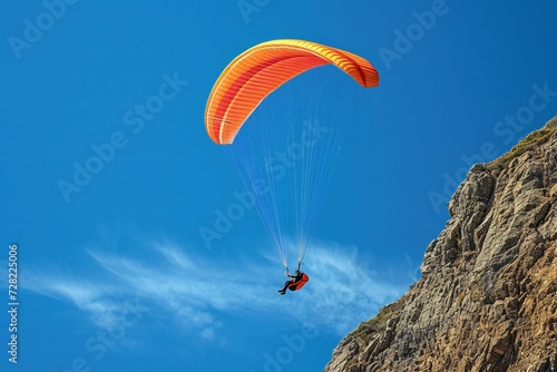 paragliding in the blue sky background, banner