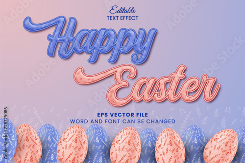 Happy easter day celebration editable vector text effect