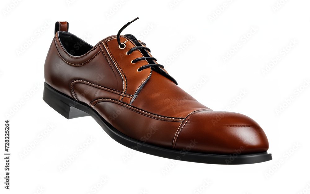 Formal Brown Leather Dress Shoe Floating In Air Isolated White Background Formal Brown Leather Dress Shoe Floating In Air Isolated White Background