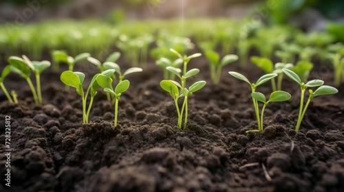 Healthy young seedlings thriving in a nutrient rich soil environment