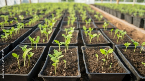 Healthy young seedlings thriving in a nutrient rich soil environment