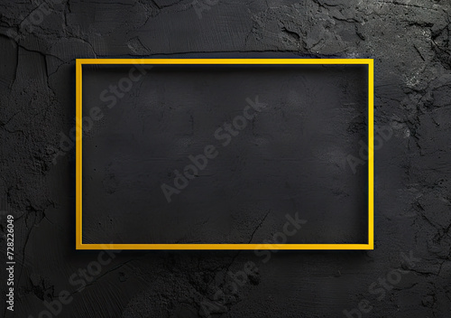 yellow border frame on black background blank template mockup chalkboard blackboard
