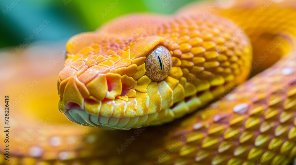 Obraz premium snake close up against blurred nature background.