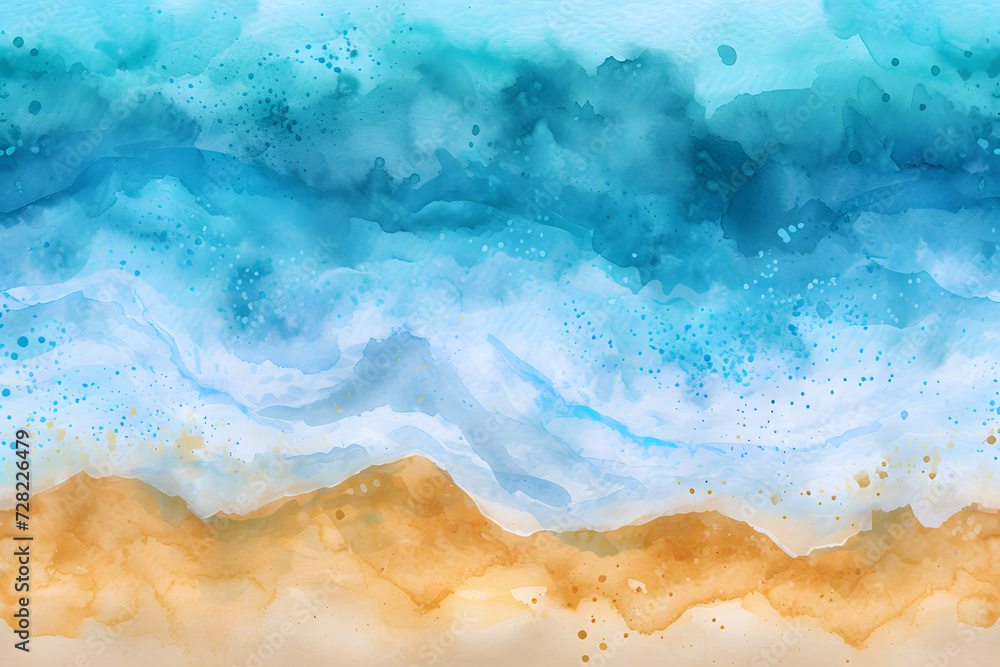 The art coloring image of the beach and ocean, watercoloring paper, kids drawing gifted The art coloring image of the beach and ocean, watercoloring paper, kids drawing gifted