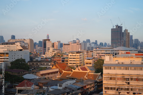 Aerial view of Bangkok Downtown Skyline, Thailand. Financial district and business centers in smart urban city in Asia. Skyscraper and high-rise buildings.