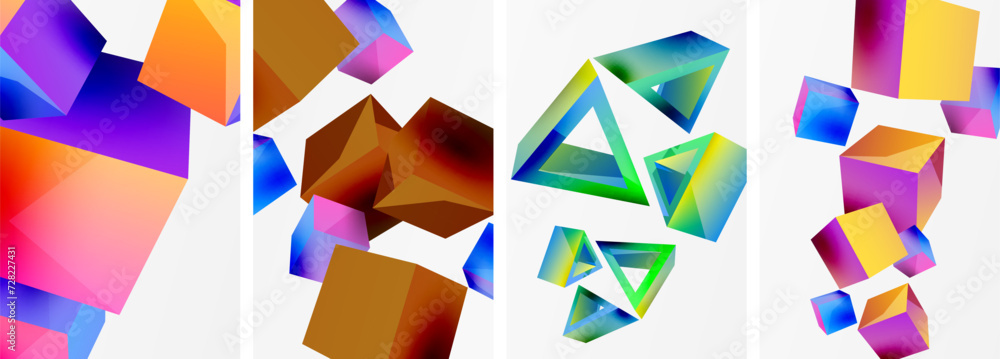 Composition of 3d cubes and other geometric elements background design for wallpaper, business card, cover, poster, banner, brochure, header, website Composition of 3d cubes and other geometric elements background design for wallpaper, business card, cover, poster, banner, brochure, header, website