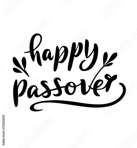 Happy Passover calligraphy hand written black dark colour. Passover Celebration Joyous Wishes . Jewish holiday that celebrates the freedom of the Jewish people 