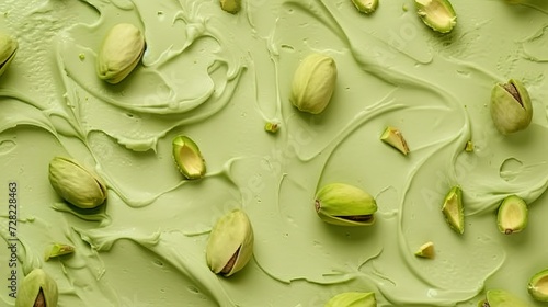 Tasty pistachio cream as background  top view