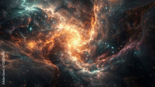 In the depths of space a mysterious process unfolds as a myriad of particles coalesce to form a vibrant galaxy showcasing the incredible complexity and grandeur of the universe.