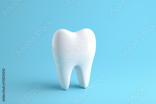 White tooth isolated on blue