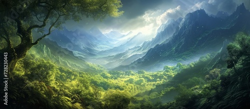 Mount with Majestic Forest and Lush Green Trees - A Scenic Paradise of Mount, Forest, Green, Trees Surrounding the Breathtaking Landscape © TheWaterMeloonProjec