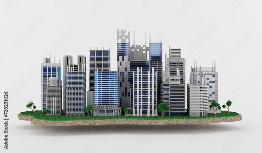 Fototapeta premium Building construction plan facades architectural sketch.3D rendering