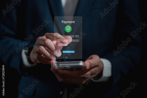 Wallpaper Mural Online payment shopping concept businessman hands holding using mobile smart phone for payment, banking, online shopping. Technology online banking applications via internet network. Torontodigital.ca