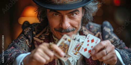 Magician in Action on White