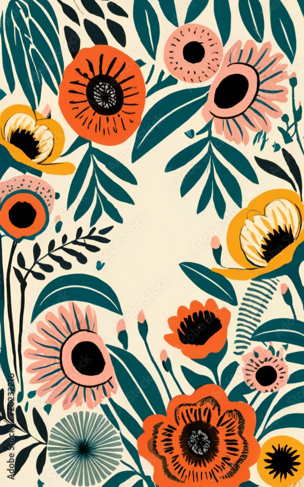 Illustrated pattern with flowers Illustrated pattern with flowers