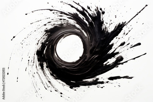 Hand painted black spiral on a white background photo